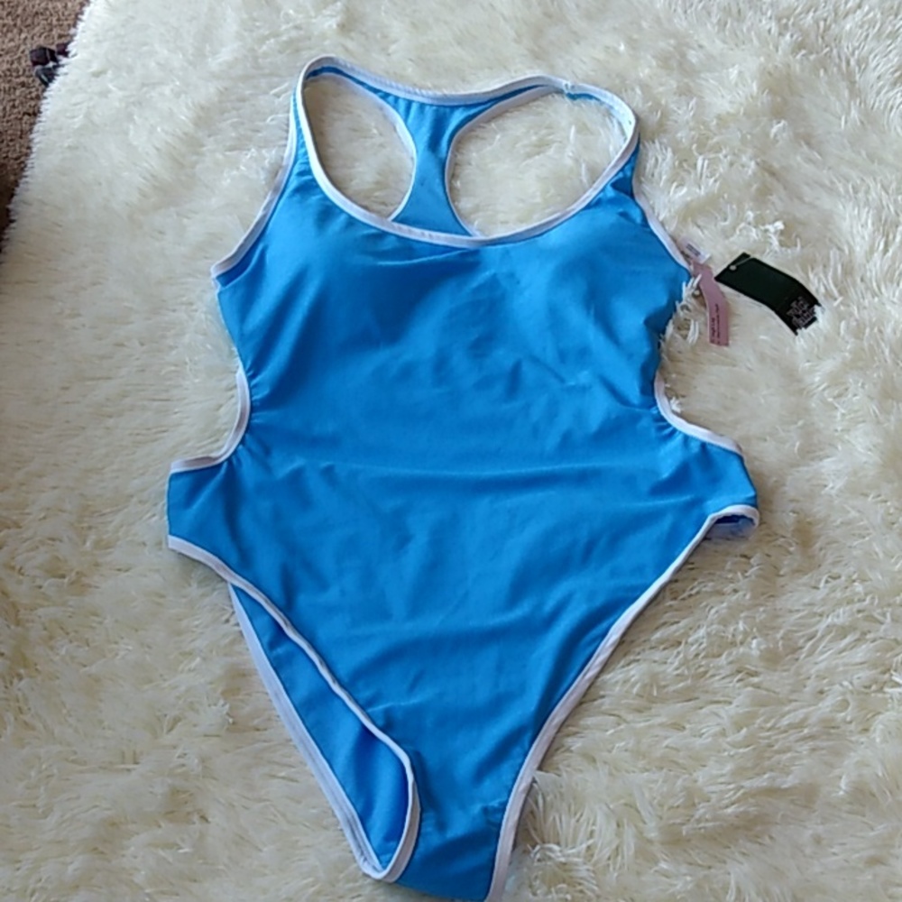 Baby blue one piece swimsuit